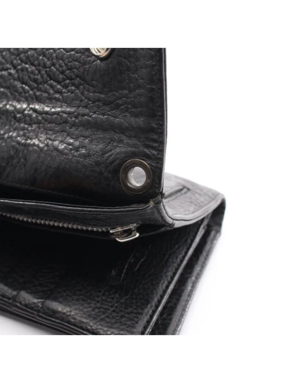 Chrome Hearts Trifold Wallet Wave Cross Button Leather